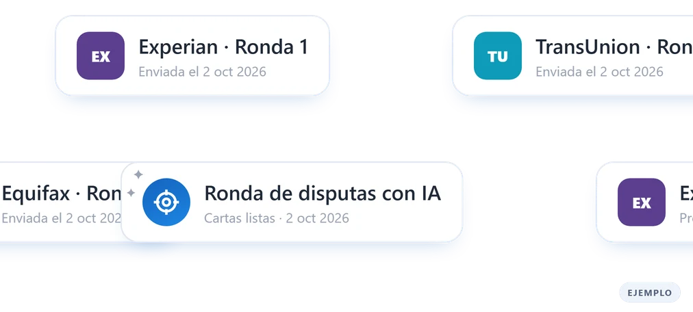 Ejemplo de rondas de disputas por buró, una preparada con IA